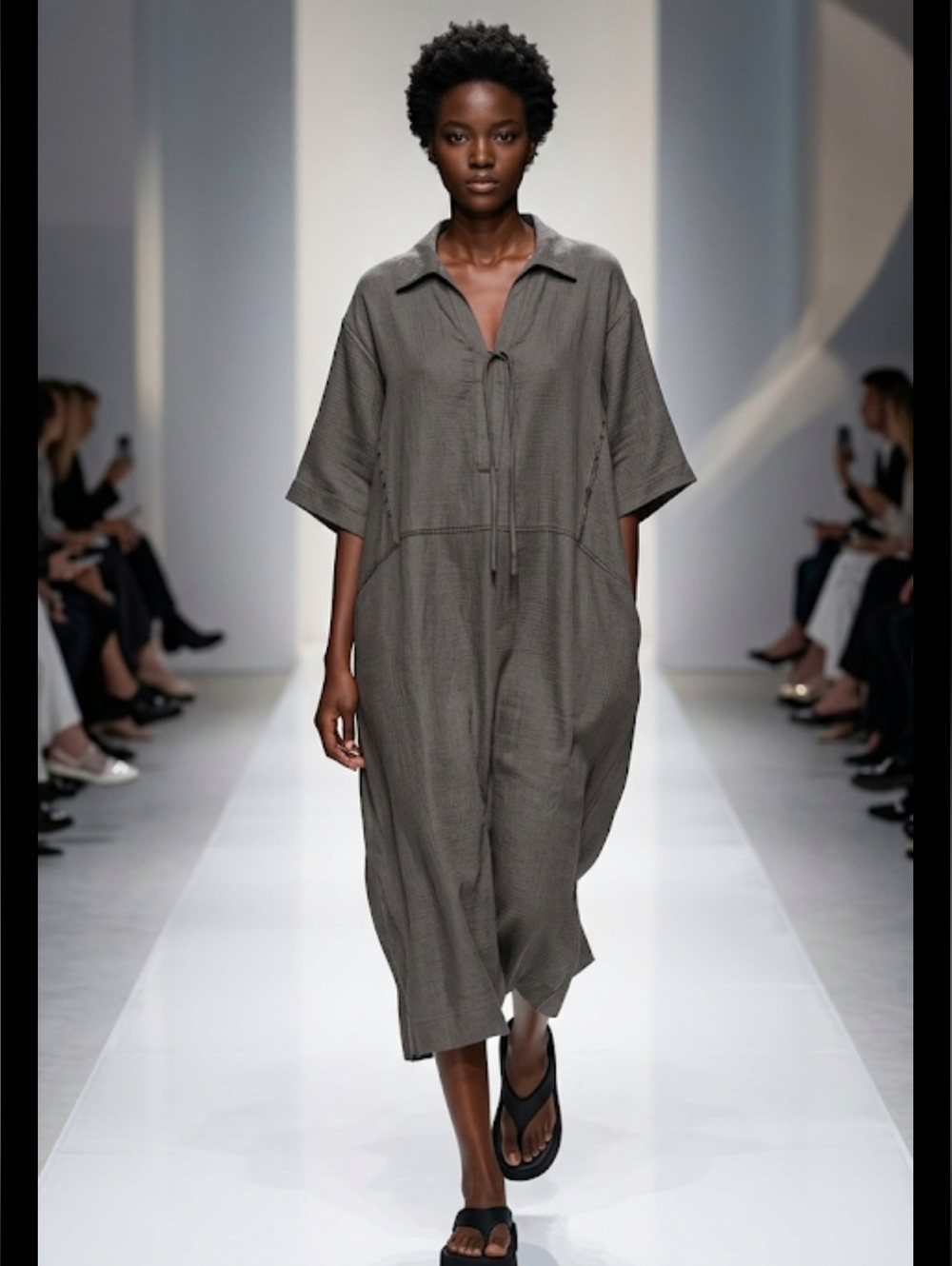 Zara Olive Gray Linen Tunic